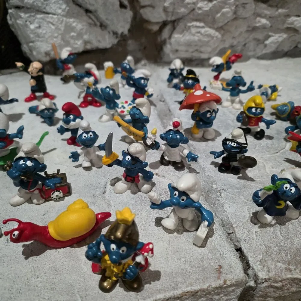 Vintage Smurf Figures Lot of 38 1970s-1980s Peyo Schleich Figurines Snail